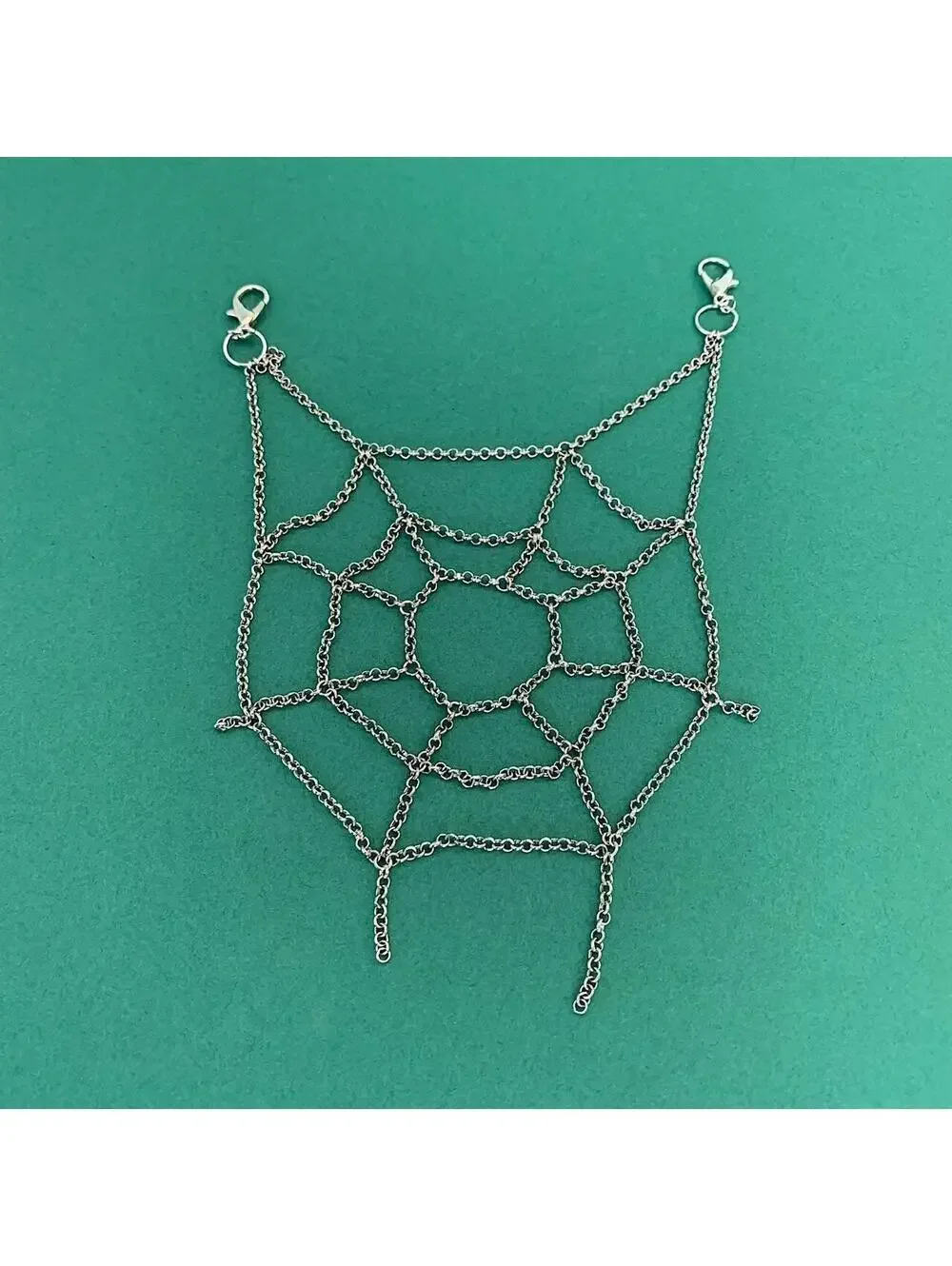 Y2k Cyberpunk style spiderweb ️ silver pocket chain. Punk emo grunge style